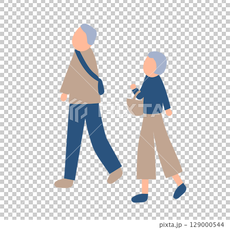 一對老年夫婦度過秋天的插圖 129000544