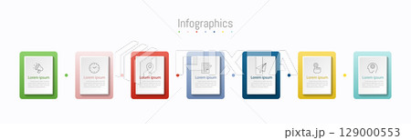 Infographic 7 options design elements for your business data. Vector Illustration. 129000553