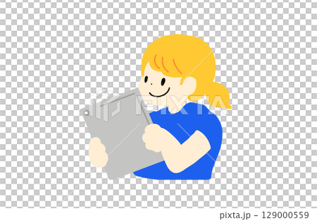 孩子們在平板電腦上學習的插圖 129000559