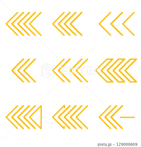 線だけで描いた矢印マークのイラスト黄色 線だけで描いた矢印マークのイラスト黄色 129000609