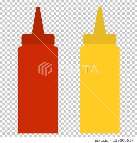 Ketchup and mustard bottle illustration Ketchup and mustard bottle illustration 129000617