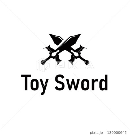 Simple minimalist sword logo design with cool black silhouette, sword weapon tool illustration symbol template icon 129000645