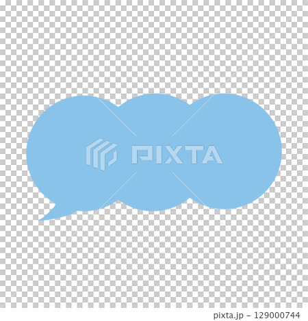 A simple speech bubble with a cloud-shaped design of circles arranged in light blue A simple speech bubble with a cloud-shaped design of circles arranged in light blue 129000744