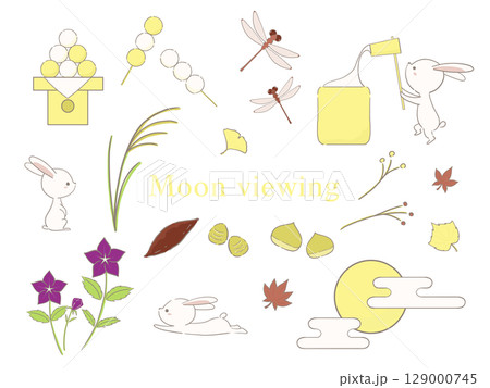 お月見をイメージしたイラストセット 129000745