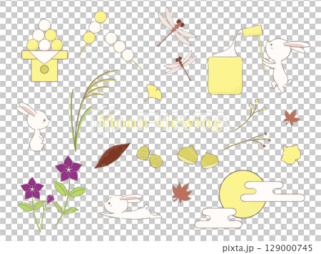 お月見をイメージしたイラストセット 129000745