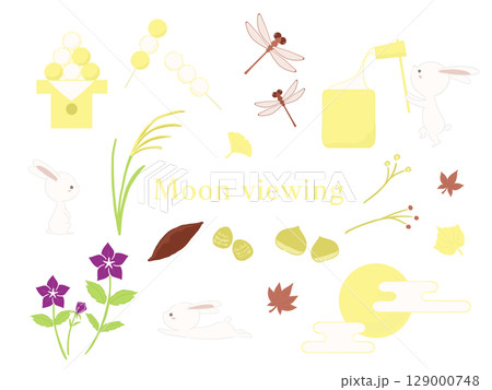 お月見をイメージしたイラストセット 129000748