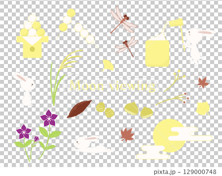 お月見をイメージしたイラストセット 129000748