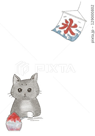 かき氷と猫 129000802