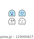 Cute Chibi Ghost Mascot Illustration  Kawaii Halloween Character Icon 129000827