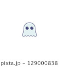 Cute Chibi Ghost Mascot Illustration  Kawaii Halloween Character Icon 129000838