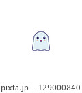 Cute Chibi Ghost Mascot Illustration  Kawaii Halloween Character Icon 129000840