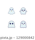 Cute Chibi Ghost Mascot Illustration  Kawaii Halloween Character Icon 129000842
