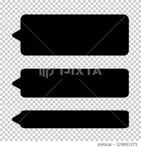 Monochrome design, horizontal, black speech bubble with rounded corners 129001375