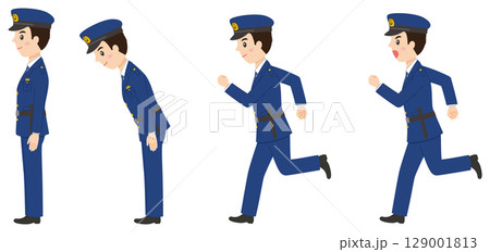 警察官全身横向きその1 129001813