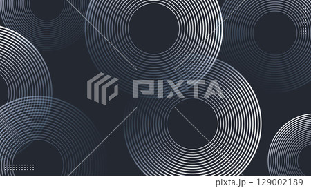 Abstract black background with white circle rings. Digital future technology concept. vector illustration. 129002189