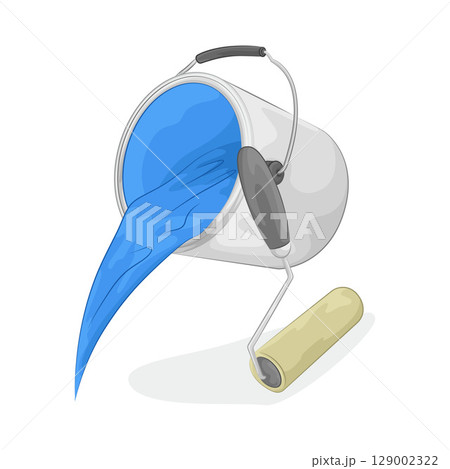 Illustration of Blue Paint Bucket Illustration of Blue Paint Bucket 129002322