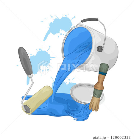 Illustration of Blue Paint Bucket 129002332