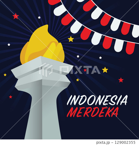 Indonesia Indenpendence day Monas Vector. HUT RI 129002355