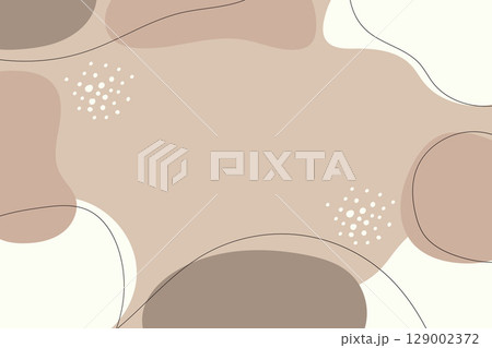 Bohemian Hand Drawn Line Art Background with Abstract Organic Brown Shapes. Bohemian Hand Drawn Line Art Background with Abstract Organic Brown Shapes. 129002372