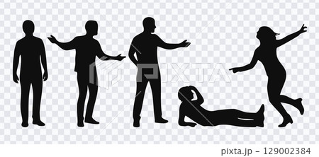 Diverse Group of People Silhouettes Collection. Vector Illustration. 129002384