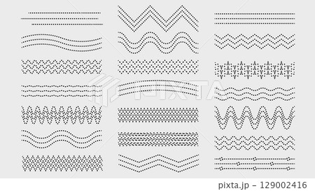 Lines waves dashed zigzag elements collection. Vector illustration. 129002416