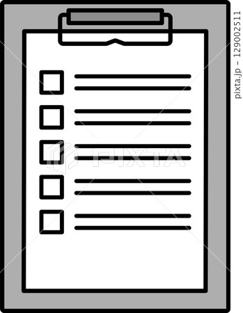 アンケートのチェックリスト、バインダーのイラスト白黒 129002511