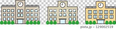 シンプルで可愛い学校の校舎建物イラスト シンプルで可愛い学校の校舎建物イラスト 129002519