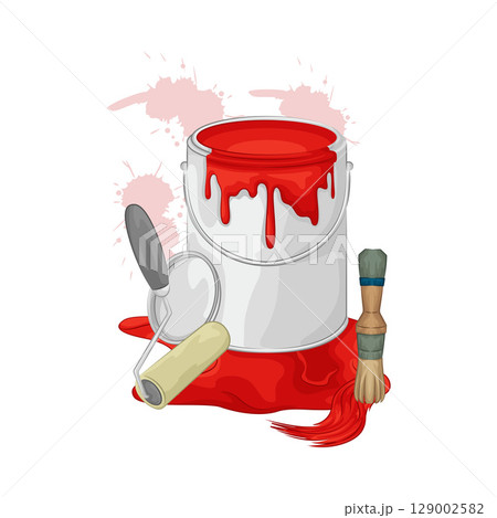 Illustration of Red Paint Bucket Illustration of Red Paint Bucket 129002582