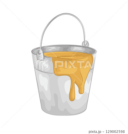 Illustration of Yellow Paint Bucket  129002598