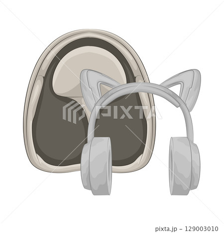 Illustration of Cat Ear Headphone Illustration of Cat Ear Headphone 129003010
