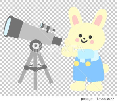 天体望遠鏡を覗くうさぎ 129003077