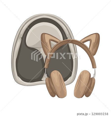 Illustration of Cat Ear Headphone Illustration of Cat Ear Headphone 129003158