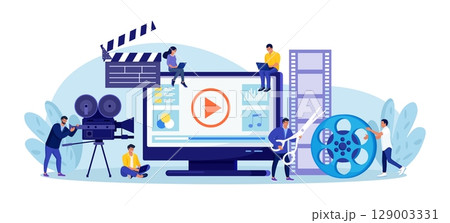 Motion design studio. Designers, animators, storytellers creating motion graphic content. Multimedia content, video post production and footage editing. Computer animation, special effects design 129003331