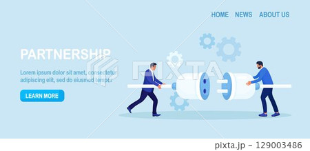 Business people connecting huge plug and outlet. Business strategy and connection, partnership. Cooperation, interaction. Businessman looking for new partners. Collaboration teamwork. Brainstorming Business people connecting huge plug and outlet. Business strategy and connection, partnership. Cooperation, interaction. Businessman looking for new partners. Collaboration teamwork. Brainstorming 129003486