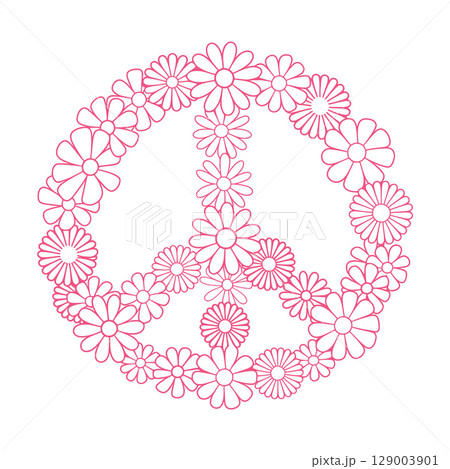 Floral Peace Symbol Made of Pink Flowers 129003901