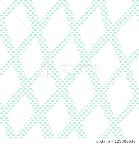 パステルグリーンのオーバルドットのバイヤスチェック背景イラスト 129003938