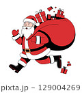 Running Santa with Sack Full of Gifts 129004269