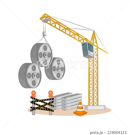 Illustration of Tower Crane Illustration of Tower Crane 129004325