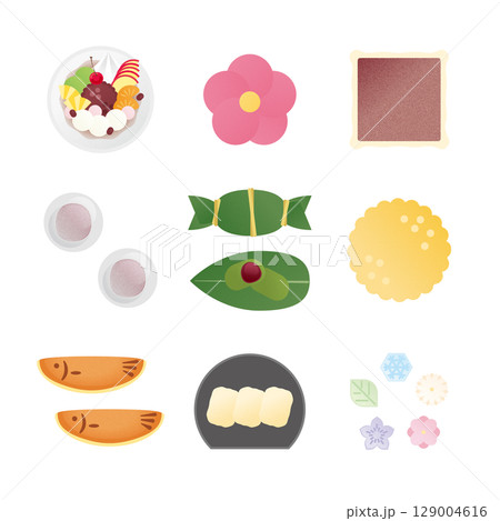 和菓子のイラストセット3 129004616