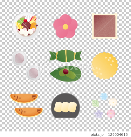 和菓子のイラストセット3 129004616