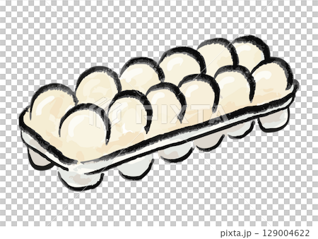 卵10個入りパックの手描きシンプルカラーイラスト 129004622