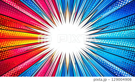 Abstract colorful background with blue rays, sun icon, and flower art design Abstract colorful background with blue rays, sun icon, and flower art design 129004906