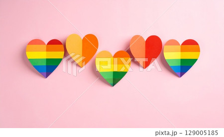 A romantic pattern of colorful heart-shaped balloons, a perfect gift for Valentine's Day 129005185