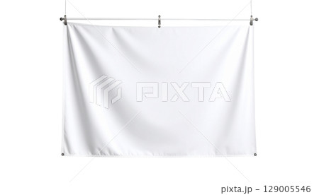 Vector blank paper sheet and white poster with business illustration hanging Vector blank paper sheet and white poster with business illustration hanging 129005546