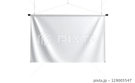 Vector blank paper sheet and white poster with business illustration hanging 129005547