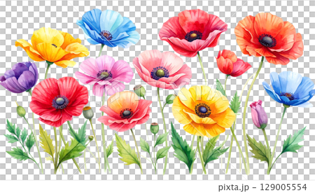 A colorful bouquet of red and yellow tulips blooming in a sunny spring garden A colorful bouquet of red and yellow tulips blooming in a sunny spring garden 129005554