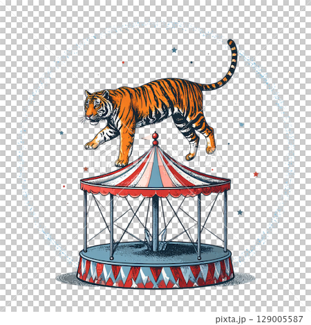 A wild tiger illustration character with a striped fur 129005587