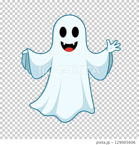 A happy, cute, funny tooth cartoon character with a toothbrush is smiling in a white vector illustration for a dental drawing 129005606