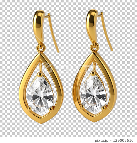 Sparkling gold earrings with diamonds, a luxurious and precious accessory 129005616