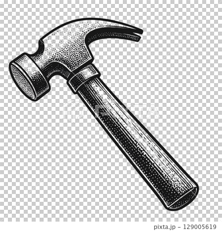 A claw hammer with a black handle is an isolated steel tool for carpentry work and home improvement A claw hammer with a black handle is an isolated steel tool for carpentry work and home improvement 129005619